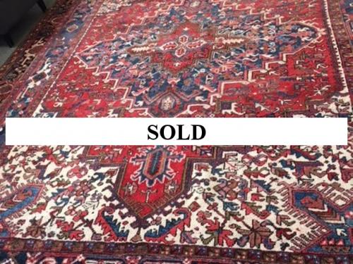 HAND WOVEN RED/NAVY ORIENTAL RUG 10.5' X 7.8' $795