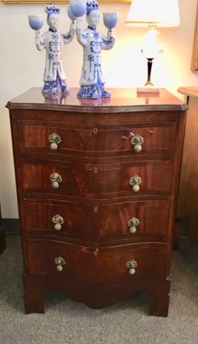 ENGLISH MAHOGANY 4-DRAWER CHEST 24"W X 18"D X 35"H $1095