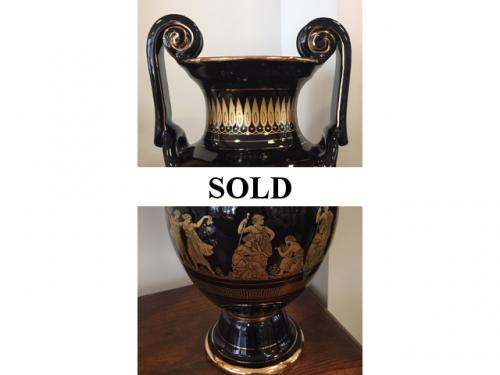 BLACK/GOLD GREEK URN 15"H $120