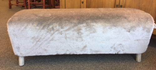 GRAY FAUX FUR BENCH 60"W X 16"D X 17"H $595