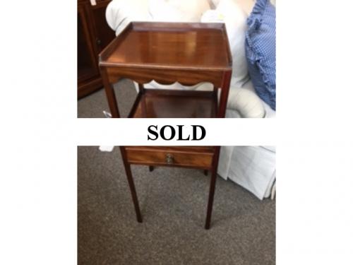 ENGLISH MAHOGANY 2-TIER SIDE TABLE 14"D X 14"W X 33"H $195