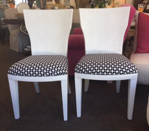 PAIR OF FAUX SHAGREEN CHAIRS W/ BLACK & WHITE SEATS 19"W X 16"D X 36"H $450