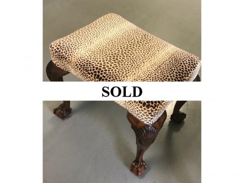 LEOPARD UPHOLSTERED STOOL W/ QUEEN ANNE LEGS 21"W X 16"D X 18"H $295