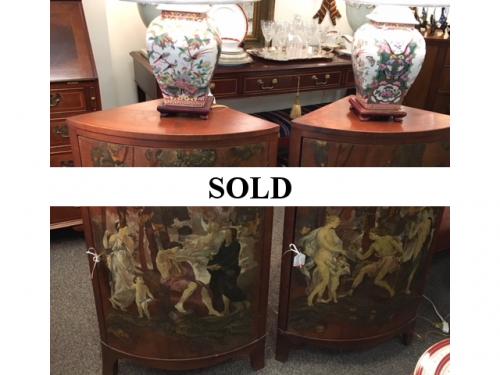 PAIR AVAILABLE SMALL PAINTED CORNER CABINETS 23"W X 14"D X 36"H $295 EACH