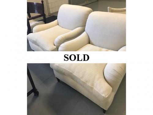 PAIR OF BEIGE CLUB CHAIRS $595