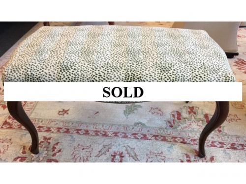 GREEN/BEIGE UPHOLSTERED STOOL 32"L X 18"D X 18"H $250