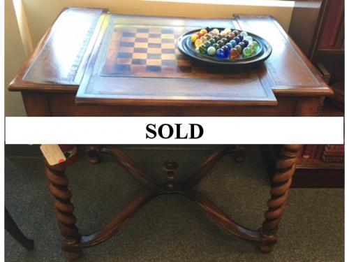 GAME TABLE W/ CHESS & BACKGAMMON 34"L X 27"D X 30"H $450