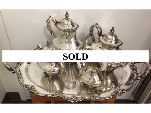 REED & BARTON STERLING COFFEE & TEA SERVICE  SILVER PLATED TRAY  PRICED TO SELL $1795