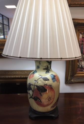 HAND PAINTED GLASS LAMP 29"H X 18"D $195