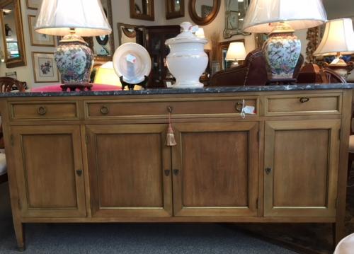 MARBLE TOP FRENCH STYLE CABINET 72"W X 16"D X 35"H $1495