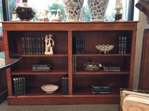 ENGLISH BURL WALNUT LOW DOUBLE BOOKCASE 61"W X 12"D X 40"H ON SALE:  $1596