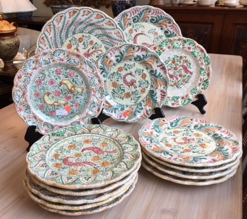 HAND PAINTED POTTERY 2 SETS/6 PLATES $240 EACH SET 2 CHARGERS $60 EACH