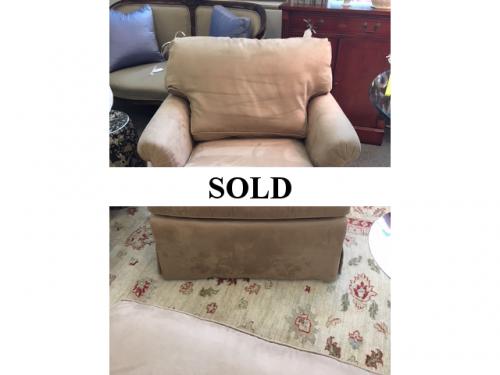 SUEDE-LIKE UPHOLSTERED CHAIR 34"W X 34"D X 29.5"H $395