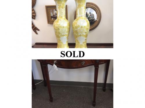 ENGLISH MAHOGANY   DEMILUNE TABLE 42"W X 17"D X 31"H $1195