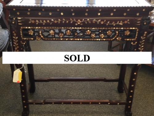 MOTHER OF PEARL INLAY ASIAN CONSOLE TABLE 30"W X 12"D X 30"H $395