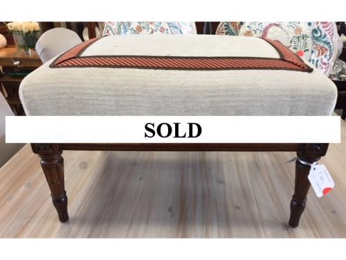 MUCH SOUGHT AFTER UPHOLSTERED FOOT STOOL 19.5"W X 15.5"D X 11"H $99