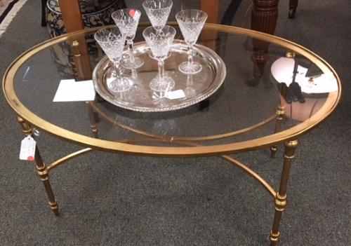 OUR #1 SELLING OVAL BRASS COFFEE TABLE 40"W X 28"D X 20"H $595