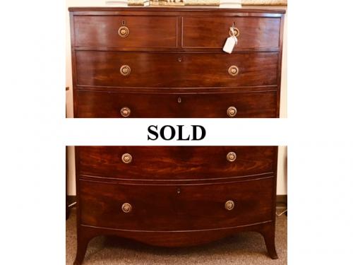 ENGLISH MAHOGANY 2 OVER 4 ANTIQUE CHEST 42"W X 22.5"D X 53.5"H $2450
