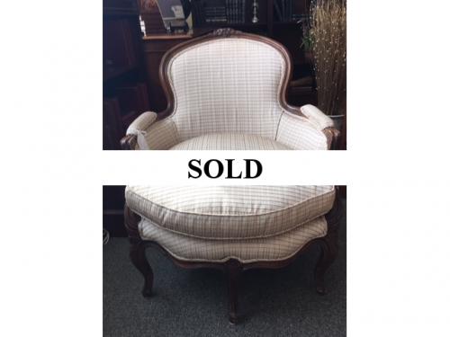 FRENCH STYLE BERGERE CHAIR 26.5"W X 30"D X 33.5"H $250