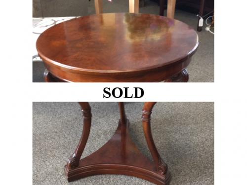 BURL WALNUT SIDE TABLE 23" DIAMETER X 26"H $275