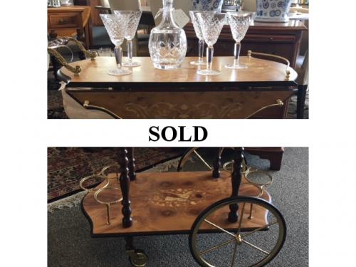 FANCY ITALIAN BAR CART 29.5"W X 16"D X 27"H $195