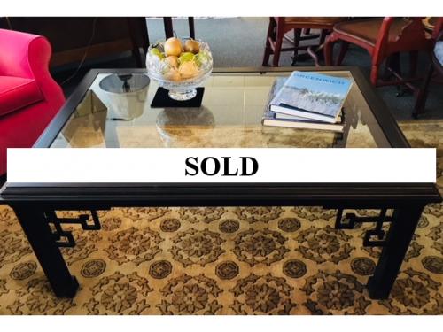 BLACK COFFEE TABLE ASIAN STYLE MOTIF 50"W X 36"D X 21.5"H $595