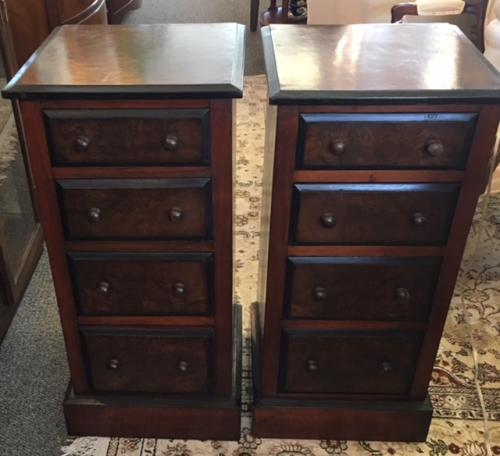 PR ENGLISH ANTIQUE 4-DRAWER CHESTS 15"W X 14.5"D X 31.5"H $2495 PAIR
