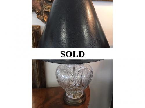 CRYSTAL LAMP W/ BLACK SHADE 17"D X 24"H $150