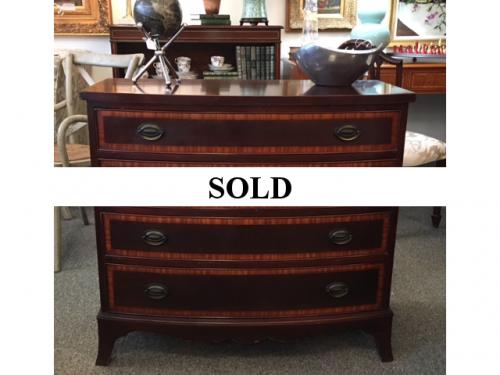 MAHOGANY 4-DRAWER CHEST W/ INLAY 36"W X 18"D X 33"H $495