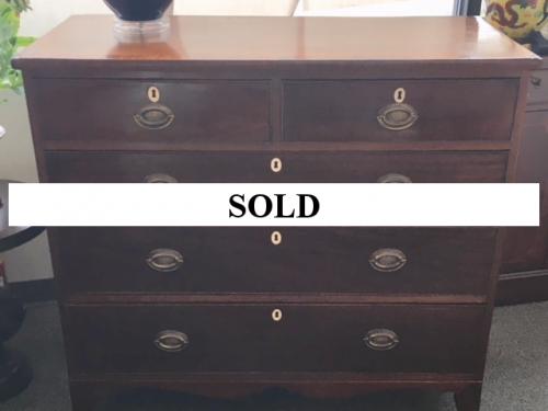 2 OVER 3 ENGLISH ANTIQUE MAHOGANY CHEST 43.5"W X 20"D X 39.5"H $595
