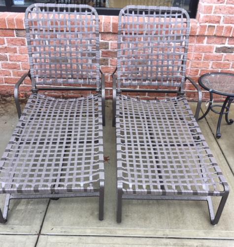 PR BROWN JORDAN BRONZE CHAISES RESTORED 78"L X 24"W X 12"H-SEAT $650 PAIR