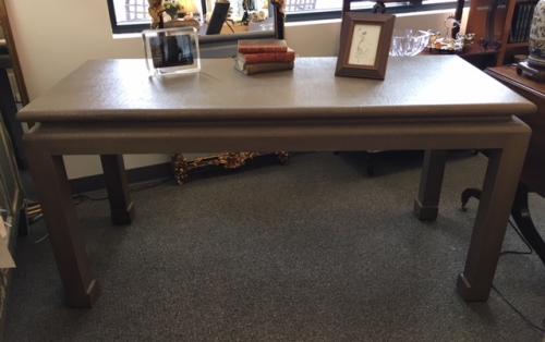 GREY LINEN ASIAN STYLE WRITING TABLE 60"W X 25"D X 30"H $795
