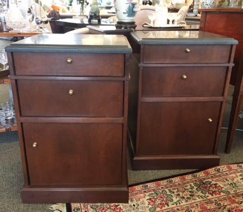 PR BEDSIDE CABINETS W/ SLATE TOPS 20"W X 20"D X 32"H $495 PAIR
