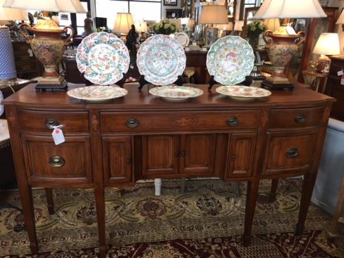 MAHOGANY SIDEBOARD MADE BY DAVIS CABINET COMPANY 70"W X 21"D X 38"H $695