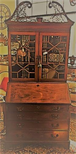 ENGLISH ANTIQUE MAHOGANY SECRETARY 40"W X 22"D X 90"H $1795