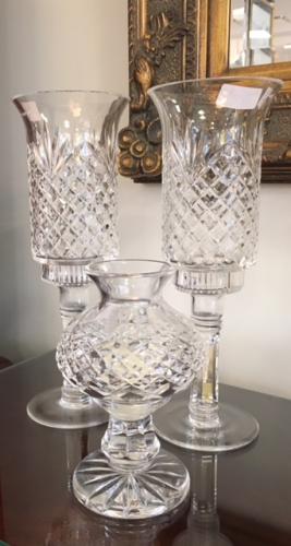 PR CRYSTAL CANDLE HOLDERS $135  WATERFORD CANDLE HOLDER $45