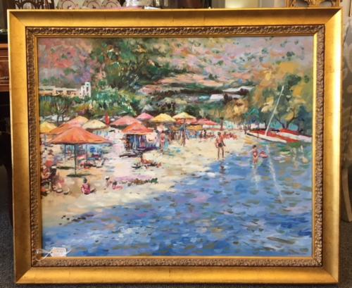ORIGINAL OIL PAINTING BEACH SCENE 42"W X 35"H $395