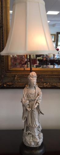 CHINESE BLANC DE CHINE LAMP 5"DIAM X 28"H $195