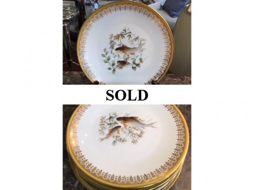 SET OF 8 LIMOGES 9" FISH PLATES $98
