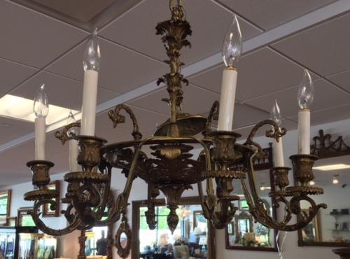 8 CANDLE BRONZE CHANDELIER W/ HEAVY FILIGREE 28"DIAMETER X 24"H $295