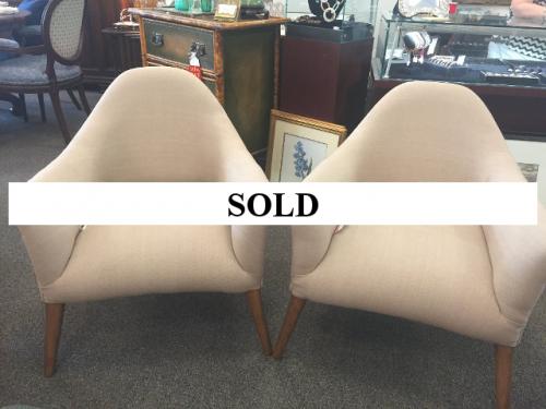PAIR OF ENGLISH BEIGE UPHOLSTERED CHAIRS $995 EACH
