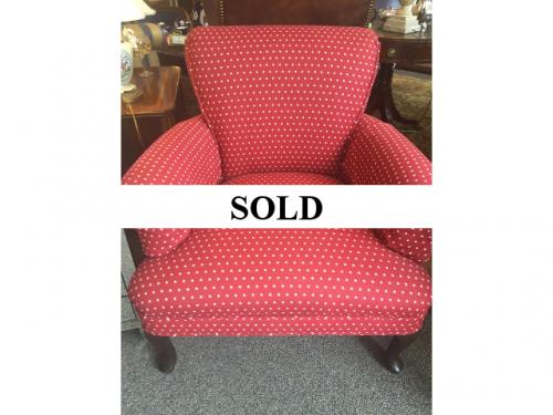 RED WITH WHITE STARS UPHOLSTERED CHAIR $295