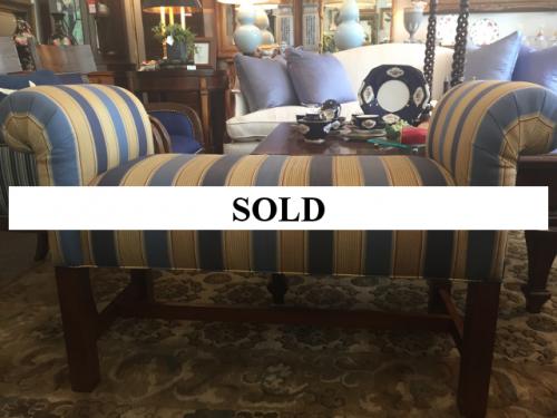 SMALL STRIPED ROLLED ARM BENCH $195