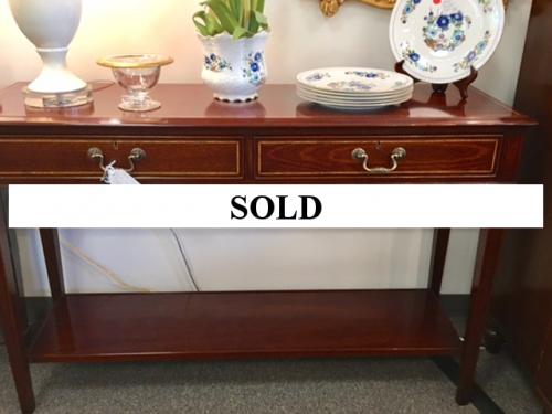 ENGLISH 2 TIER 48" MAHOGANY SERVER WITH INLAY-$1995