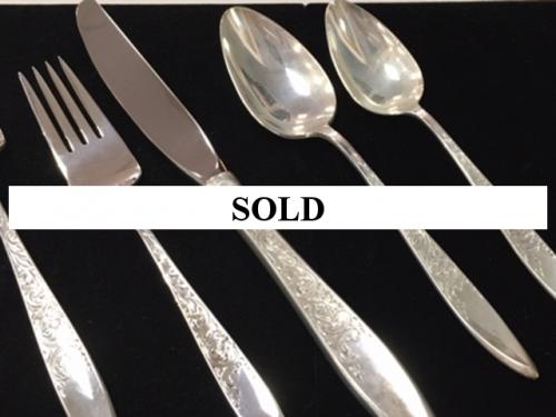 GORHAM STERLING SILVER 5 PIECE PLACE SETTING WHITE PAISLEY PATTERN SERVICE FOR 8