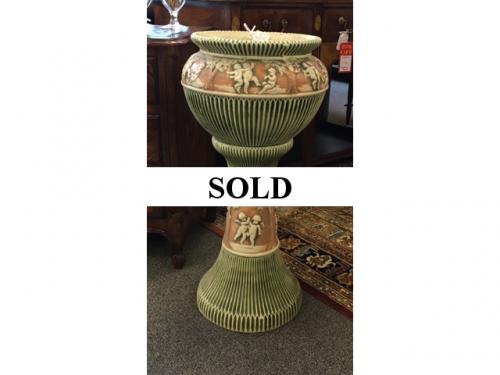 2 PIECE ROSEVILLE PEDESTAL PLANT STAND