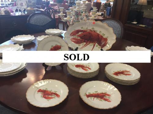SET OF 12 LIMOGE LOBSTER PLATES WITH SERVING PLATTER c1900 - $195