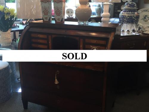 CONTINENTAL CYLINDER DESK c1800 WITH THREE DRAWERS 44" W/44-1/2" H/24"D - $795