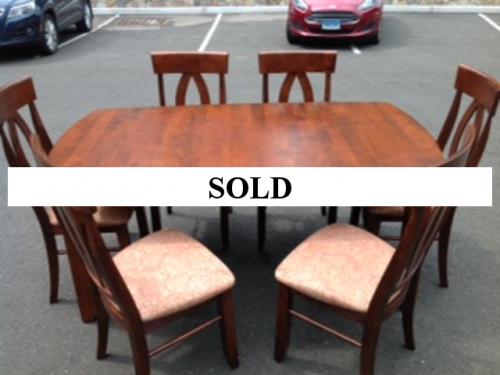 CHERRY DINING ROOM TABLE WITH ONE LEAF-$895 SET OF 6 CHAIRS-$895