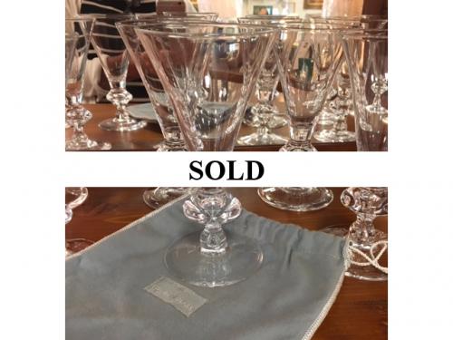 STEUBEN GLASSES WITH ORIGINAL BAGS & BOXES SET OF 12 WATER $495 -SET OF 12 RED WINE $395 - SET OF 12 CHAMPAGNE $395